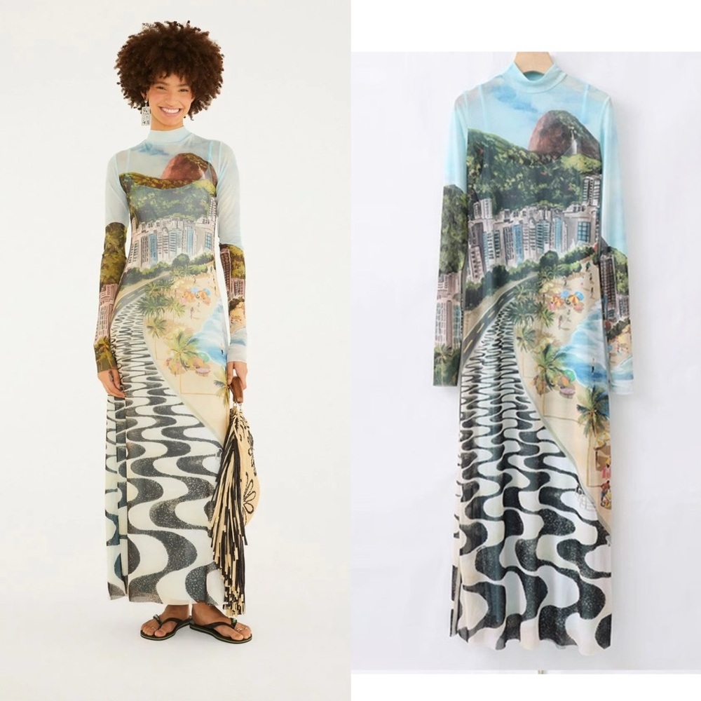 Farmrio Vestido Tul Copacabana mesh dress S